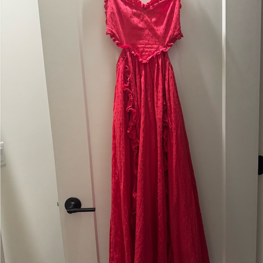 FARM Rio Red Ruched Cut Out Sundress - Picture 6 of 7